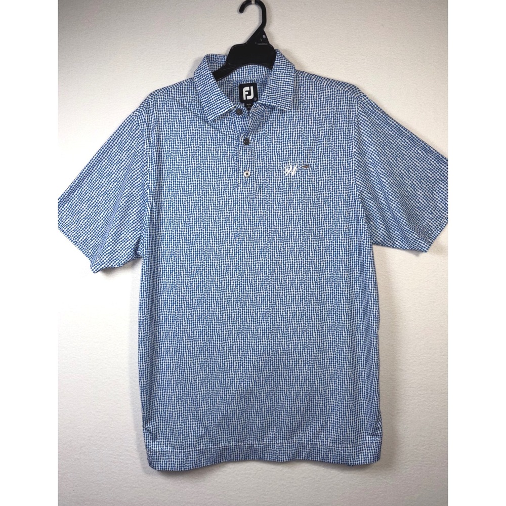 FootJoy Golf Polo Mens Small Blue Excellent Short Sleeve Geometric Pattern